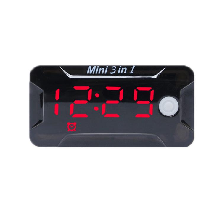 

8-150V Electric Scooter/Motorcycle Two-Wire Waterproof Time Voltage Temperature Meter(Red)