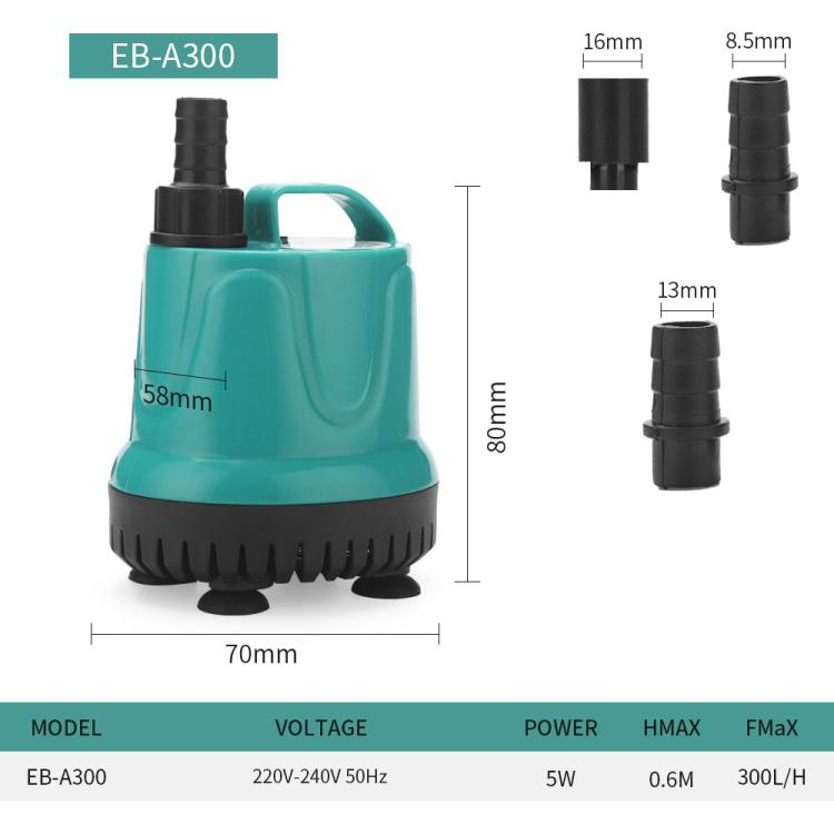 

EB-A300 5w Submersible Aquarium Pump with Bottom Suction for Waste Removal, Water Change and Bottom Filtration(EU Plug)