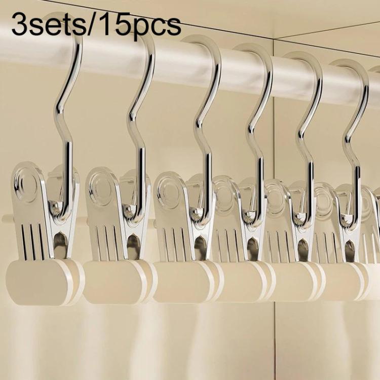 

3sets/15pcs Multifunctional Portable Anti-Slip Cap Clip With Hook Non-Marked Storage Clip For Hats, Socks & Skirts(White)
