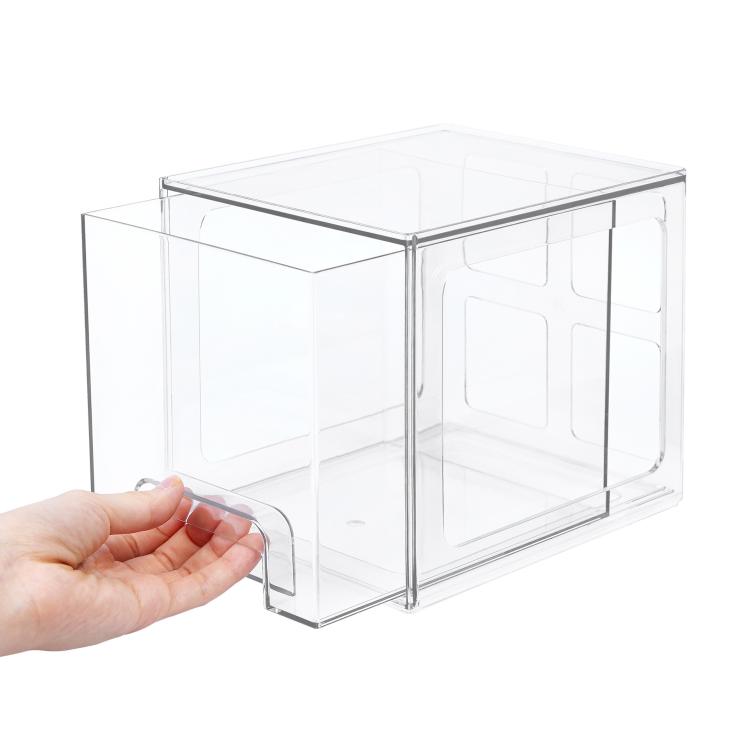 Single Tall Openwork Desktop Storage Box Drawer-Style Stackable Transparent Plastic Cosmetic Organizer