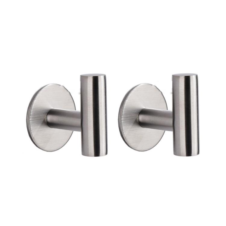 

2pcs Stainless Steel Single Hook Wall Mounted Coat Hook For Bathroom, Kitchen, Entryway Adhesive Primary Color