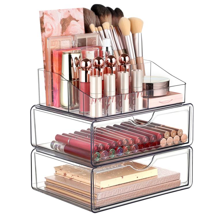 

2 Single-drawer+Makeup Rack Cosmetic Transparent Desktop Storage Box
