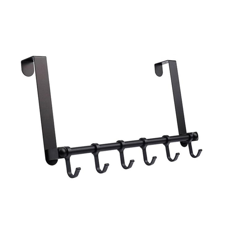 

Removable Metal Over-the-Door Hooks, 5-Hook No Drill Coat Rack for Bedroom, Bathroom(Black)