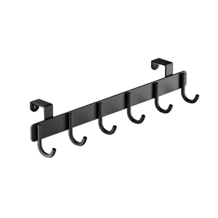 Over-the-Door Stainless Steel Hook Rack No Drill Multi-Hooks for Cabinet/Closet Door(Single Black)