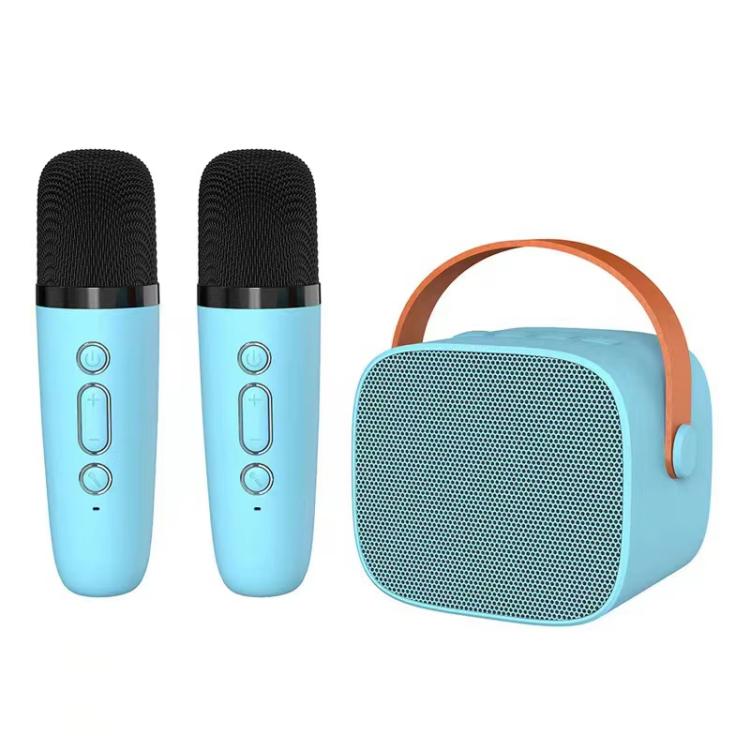 Portable Bluetooth Speaker With Detachable Microphone Kids Family Karaoke Set, Color: Sky Blue Dual Mic