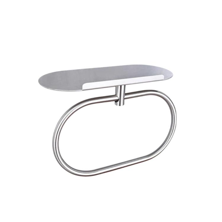 

Stainless Steel Towel Ring with Shelf No Drill Wall-Mounted Storage Organizer for Bathroom and Kitchen Z-1 Silver