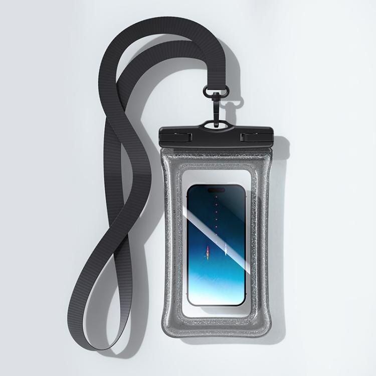 IPX8 Waterproof Phone Case Floating Touchscreen Pouch for Swimming Rafting Glitter(Black)