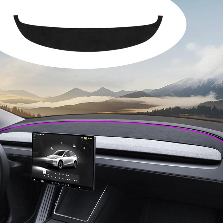 Suede Dashboard Lightproof Mat Sun Protection Sunshade Mat For Tesla Model Y L / 2025+ MODEL Y JUNIPER, Thickness: 3mm Widened