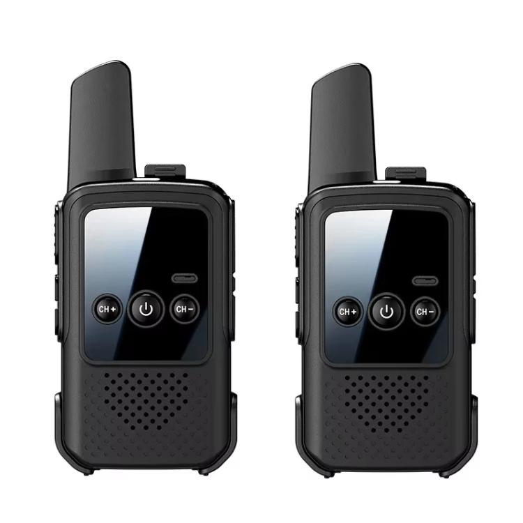 2pcs Mini Wireless Long Range Parent Child Walkie Talkie, EU Plug (Black)