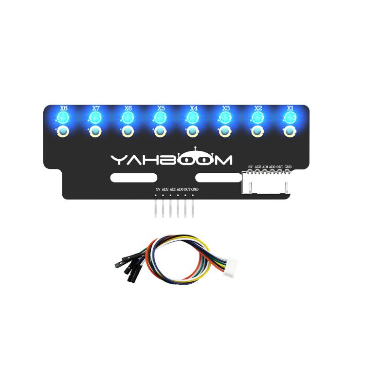 YAHBOOM 8-Channel Grayscale Line Tracking Sensor Module For Smart Car Robots(Blue Light)
