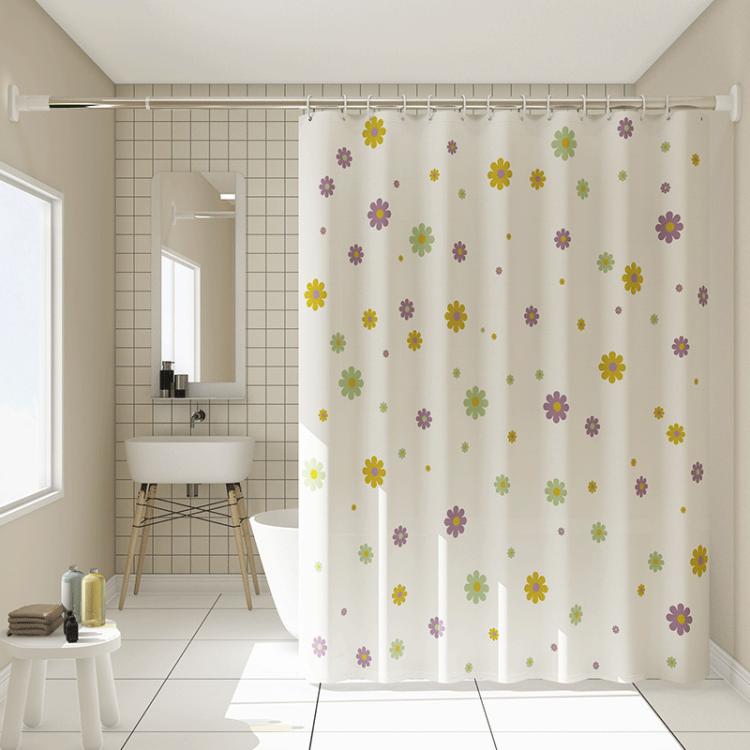 Bathroom Partition Mildew-Proof Waterproof No-Drill Thickened Shower Curtain, Size: 120x180cm(Rustic Wildflowers)