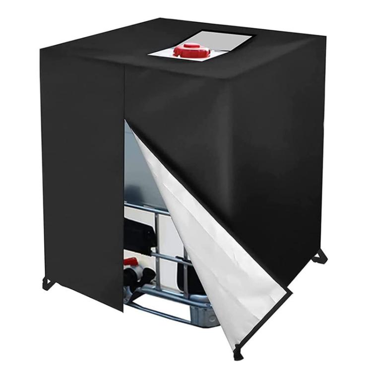 

210D Oxford Fabric IBC Tote Cover for 1000L Tank Waterproof, Dustproof & Thermal Insulation Cover with Zipper and Buckles(Black)