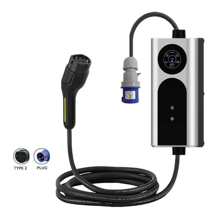 European Standard Portable Car Charger With Display Portable AC Charging Cable For Home Use, Spec: 7KW
