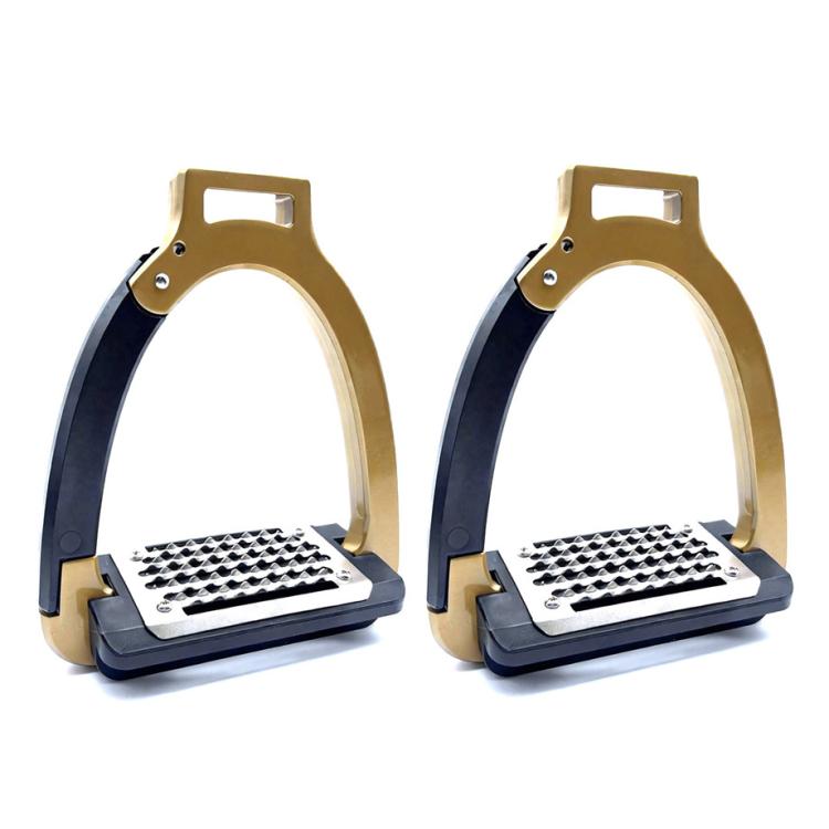 1pair Aluminum Alloy Side-Opening Safety Stirrup, Spec: Adult Size Gold
