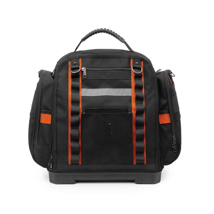 

Durable Oxford Fabric Tool Tote Bag with Hard Bottom Portable Storage for Hand Tools, Testers, Measuring Instruments(Black)