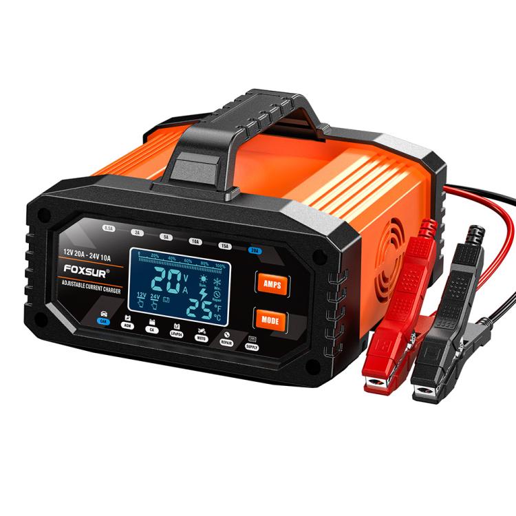 

Foxsur 20A 12V/24V Portable Car Motorcycle Battery Charger(US Plug)