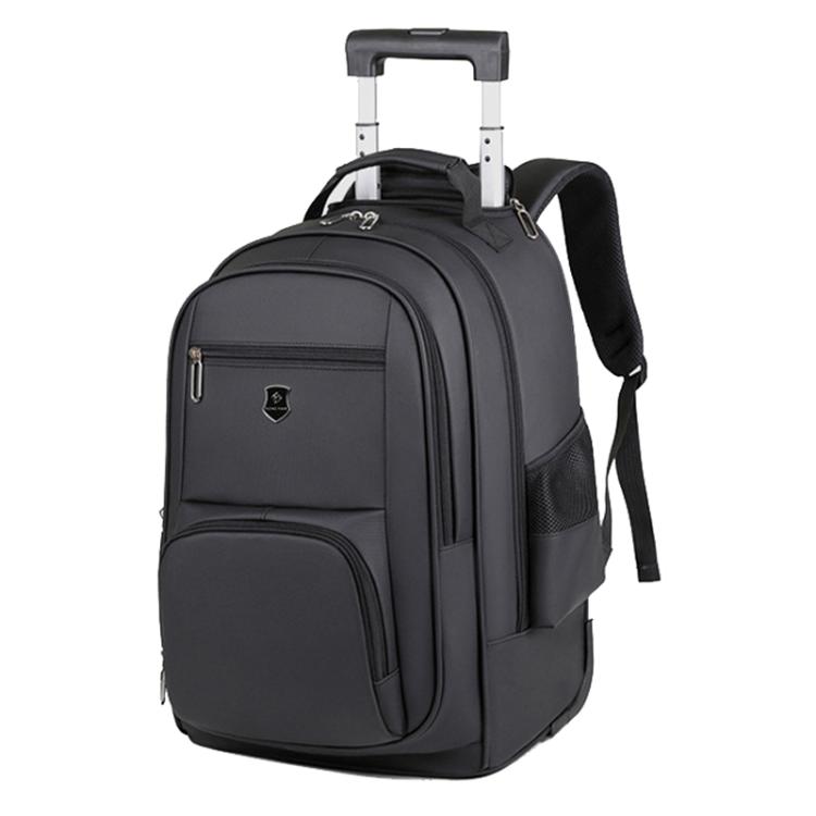

Large Capacity Wheeled Backpack for Men Carry-On Trolley Laptop Backpack with Hidden Shoulder Straps(Black)