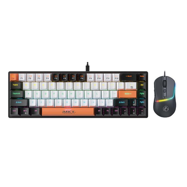 

iMICE MK-X20 Adjustable RGB Lighting Wired Mechanical Gaming Keyboard Mouse(Black White Orange)