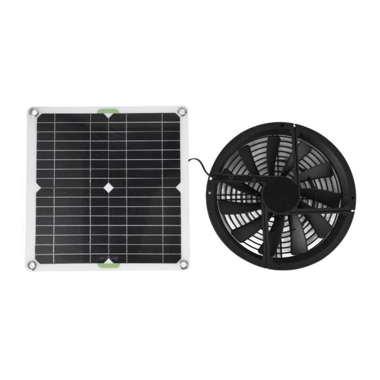 

Single Crystal Solar Panel Fan For Greenhouses, Kitchens, Chicken Coops(Black)