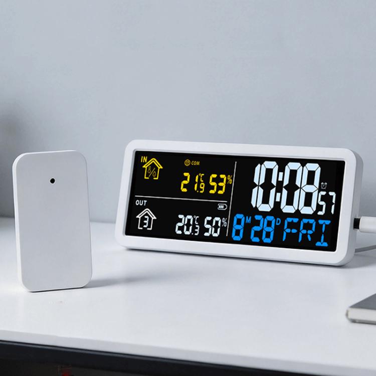 

Digital Wall Clock with Wireless Outdoor Sensor Indoor Outdoor Temperature and Humidity Monitor(YD204 White)