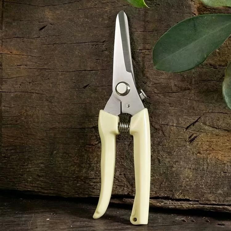 

LsCook Heavy-Duty Stainless Steel Pruning Shears Multi-Purpose Gardening Shears(Ivory White Straight-Blade Card Packaging)