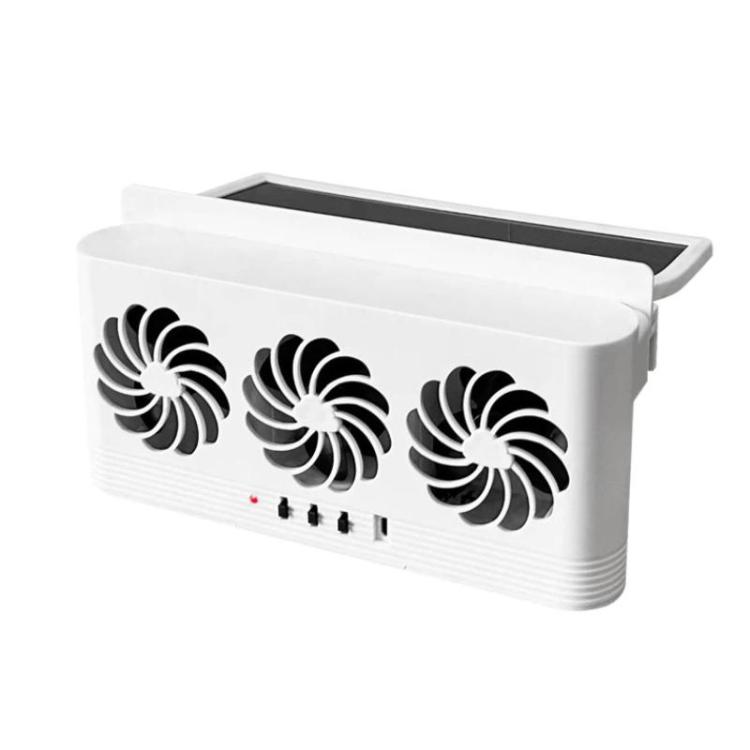 

3 In 1 Solar-Powered Vehicle-Mounted Ventilation Cooling Circulating Exhaust Fan(White)