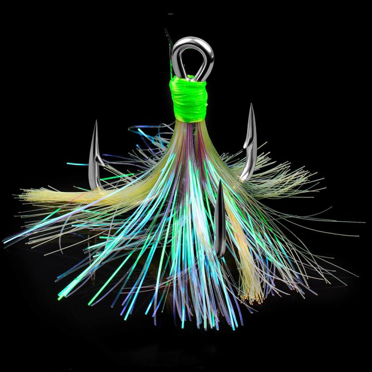

PROBEROS 10pcs /Box Dressed Treble Hooks with Feathers and Flash Ultra-Sharp High Carbon Steel Replacement Hooks, Spec: No.4