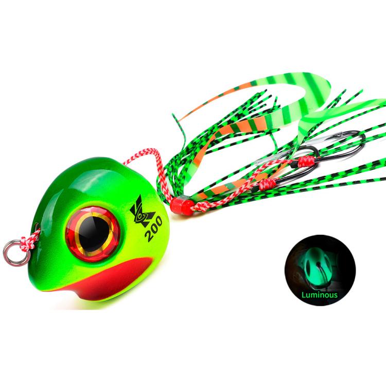 

KATYUSHA Kabura Snapper Jig Head 3D Bionic Eyes Tai Rubber Lead Jigs for Bottom Fishing, Grouper, Sea Bream 60G(Luminous A)