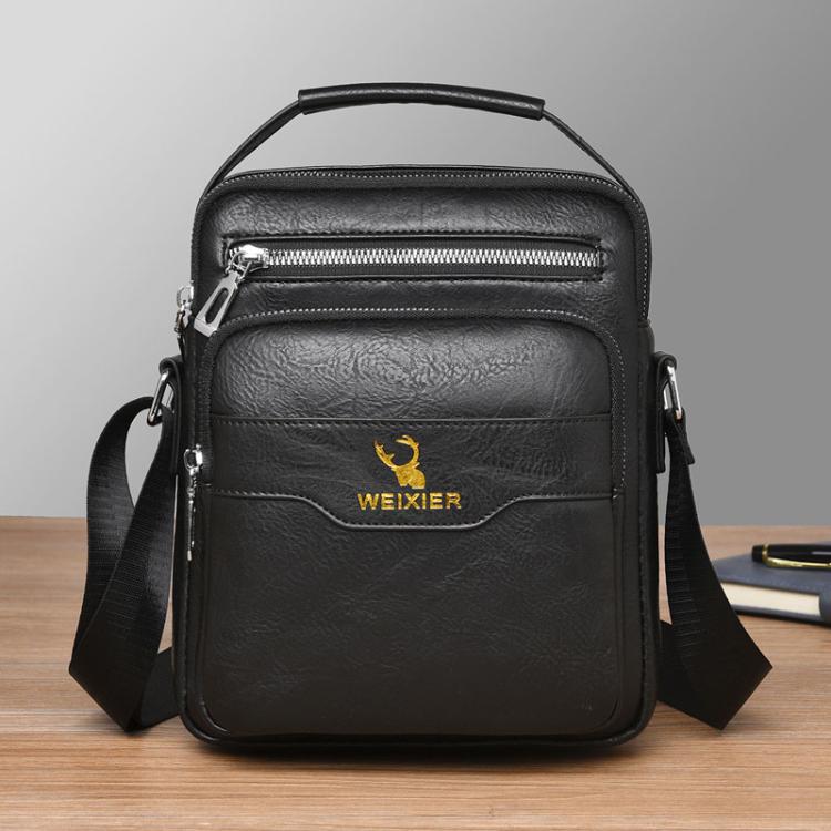 

WEIXIER D1107 Men Vertical Crossbody Bag PU Leather Shoulder Bag(Black)
