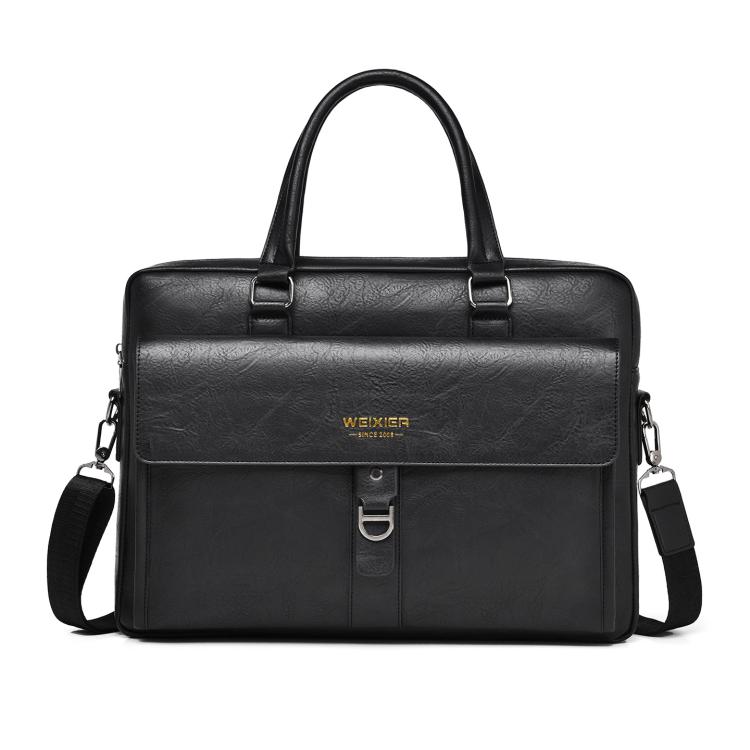 

WEIXIER T665 Men Vintage Business Tote Bag Large Capacity Waterproof Laptop Bag(Black)