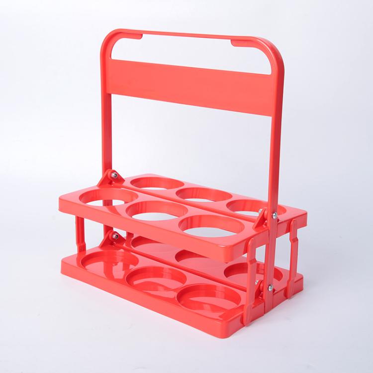 

6-Hole Foldable Beer Bottle Carrier Portable Plastic Beverage Caddy With Handle Collapsible Drink Holder Organizer For Wine, Soda, Cocktails(Red)