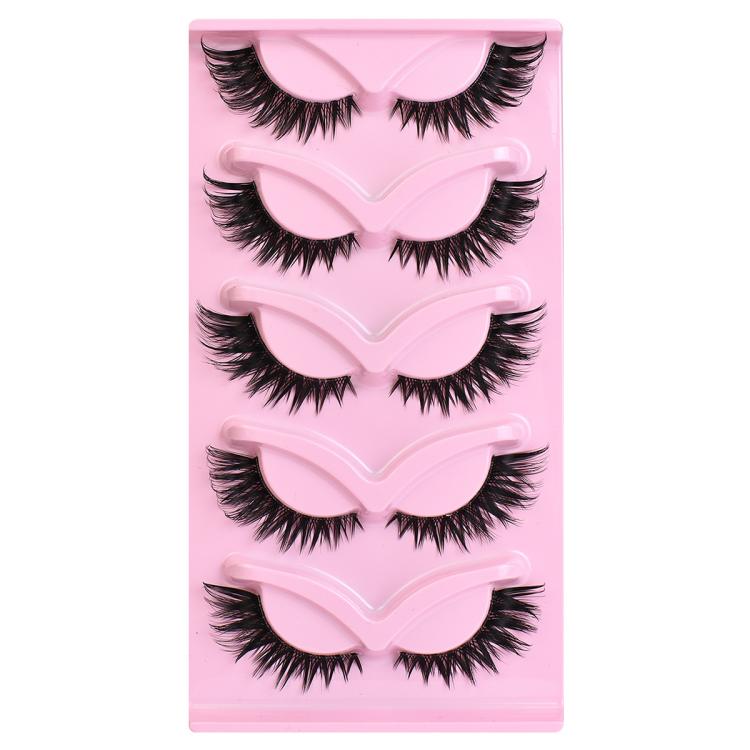 

5pair /Set Pink Fox Full-Length Fox-Eye Cat-Eye False Eyelashes Voluminous Curled Realistic Fox-Style Lashes(F04)