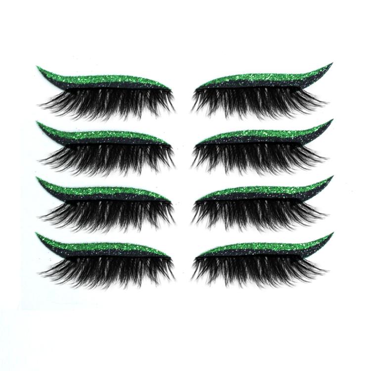 

4pairs Waterproof Self-Adhesive Glitter Eyeliner False Eyelashes Eyeshadow Stickers(Green)