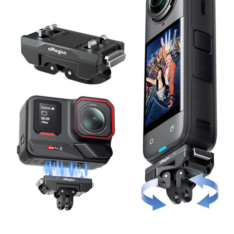 

Magisn 360-Degree Rotatable Magnetic Quick Release Mount For Insta360 Ace Pro 2 / Ace Pro / X5 / X4 Air(Black)