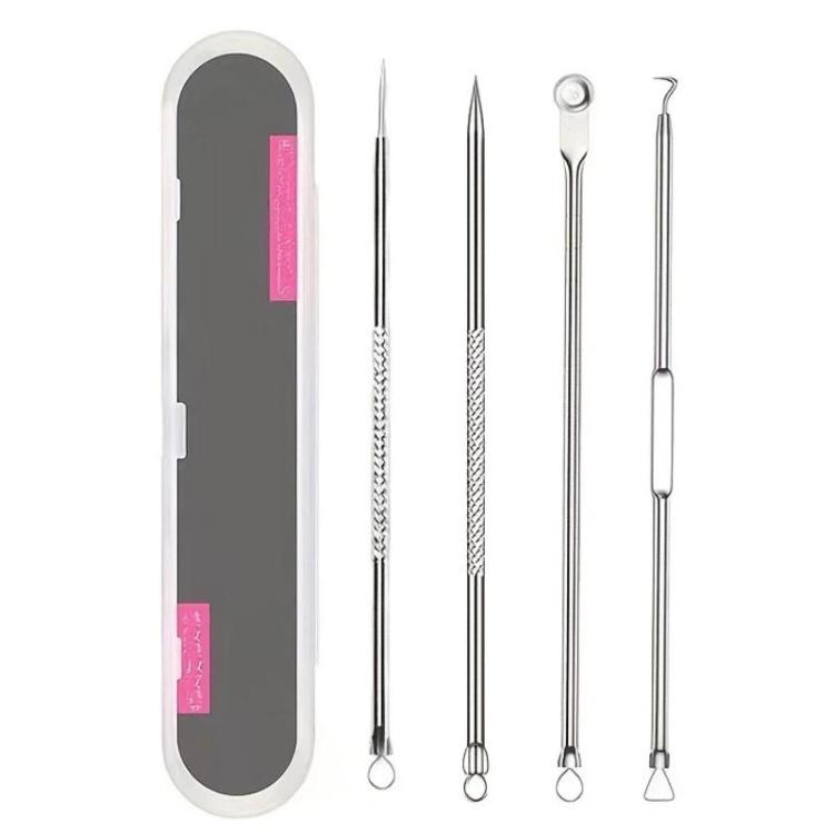 

4pcs /Set Stainless Steel Blackhead Removal Needles Tweezers for Beauty Acne Treatment, Color: Silver