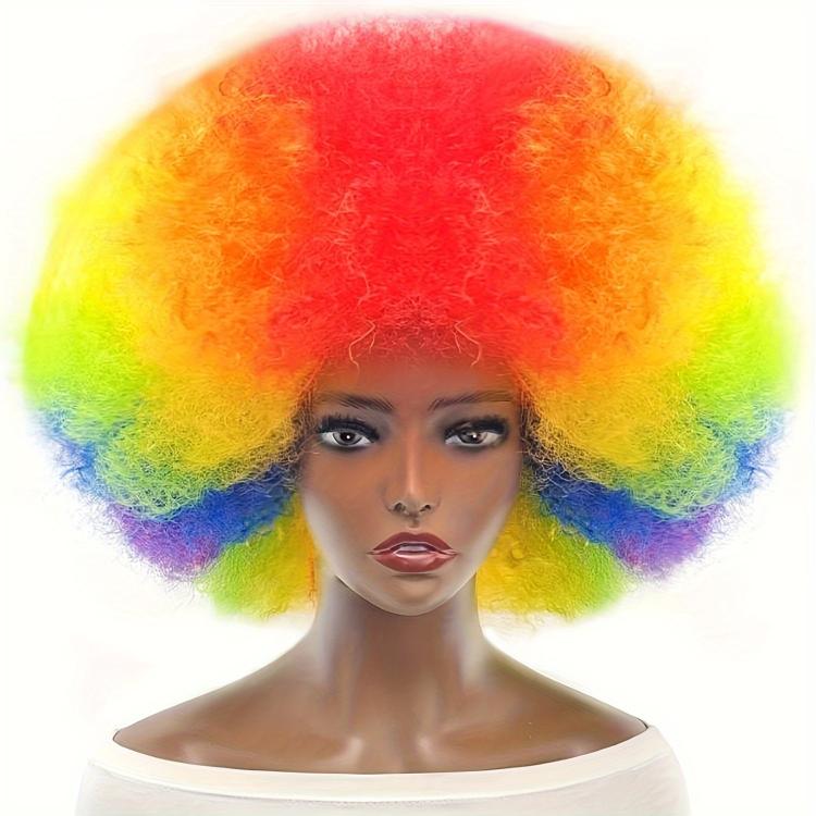 Jumbo Afro Wig Oversized 22 inch Clown Wig for Adults Men Women Extra Large 70s Disco Costume Wig(Colorful)