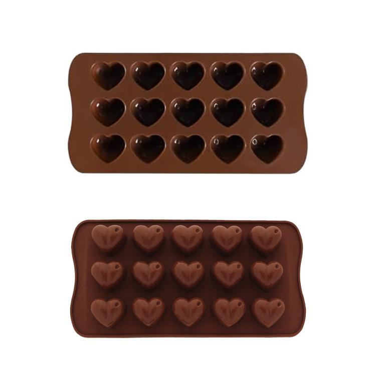LsCook Food-grade Silicone Heart-Shaped Chocolate Mold(15-Link Brown)