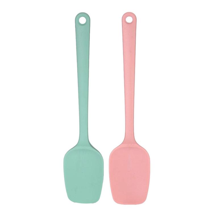LsCook 2-Piece Set Food-Grade Silicone Spatula Dual-Purpose Butter Knife Cake Frosting Spatula, Spec: Large T-shaped Large Round Hole 38g(Pink+Green)