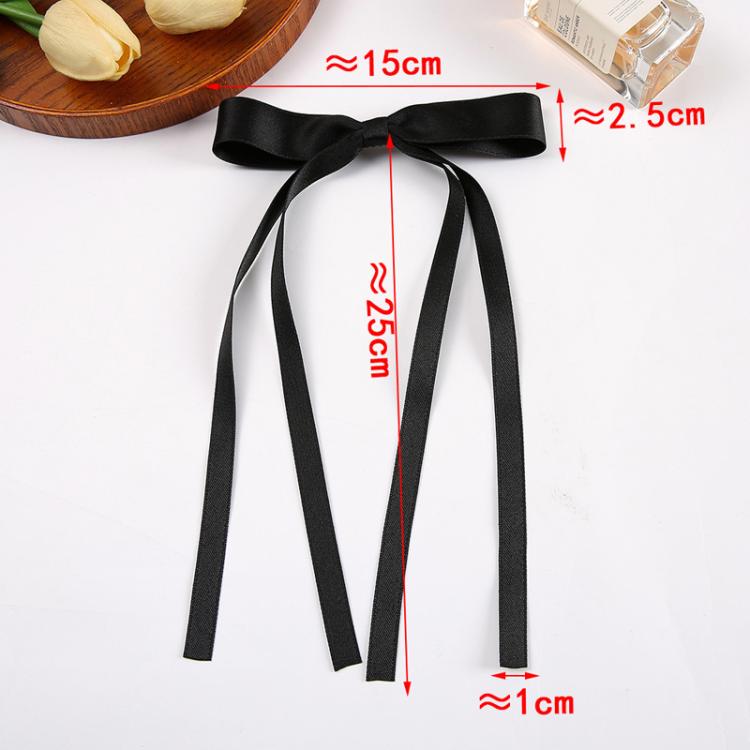 Girls Ribbon Bow Hair Clip Elegant Double Streamer Duckbill Clip Hair Accessories(Black)