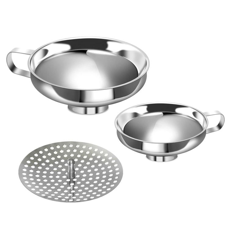 LsCook 3-Piece Set Stainless Steel Wide-Mouth Funnel Large-Mouth Jam Funnel(White Box)