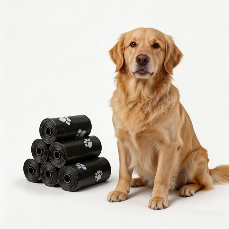 5 Rolls/75 Bags Dog Poop Bags Refill Rolls Leak-Proof Pet Waste Bags Eco-Friendly Unscented with Cute Footprint Design 1.2 Silk