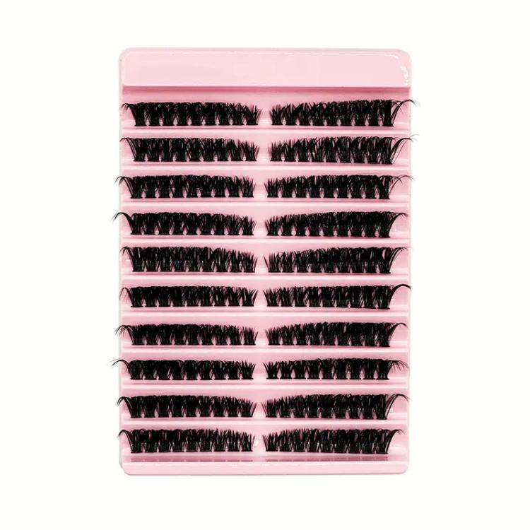 180-Cluster Single-Cluster Segmented Self-Grafting Thick Curled False Eyelashes, Curl: 40D(10-Row)