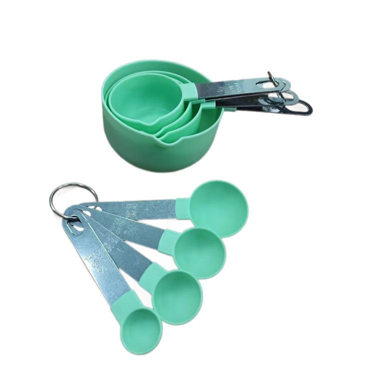 LsCook 8-Piece Set Stainless Steel Handle Measuring Spoon Graduated Baking Measuring Spoon(Green)