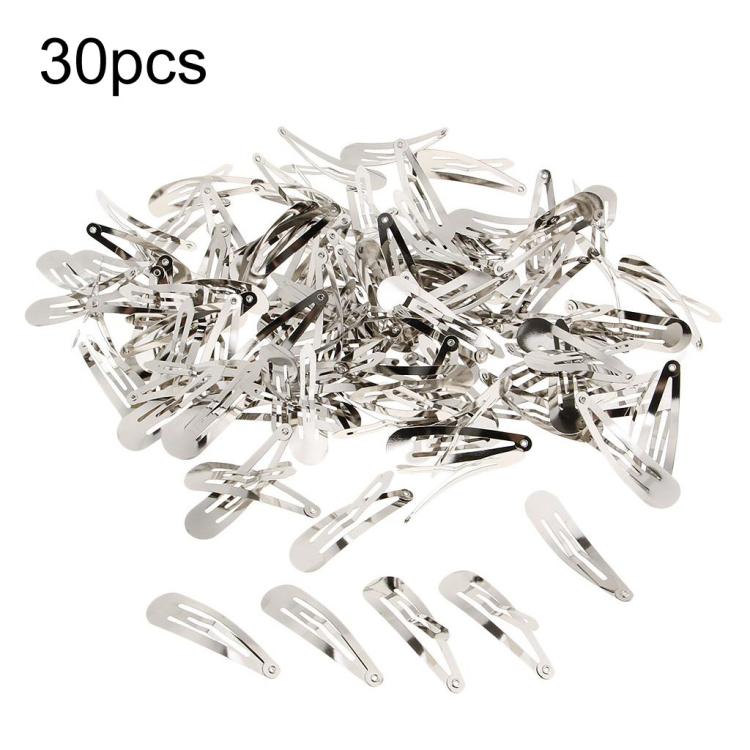 30pcs Metal Hair Clip Bangs Makeup Hair Accessory Minimalist Clip(Silver Teardrop Clip 5cm)