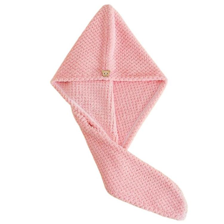 Thickened Absorbent Coral Fleece Hair Drying Cap(Pink)