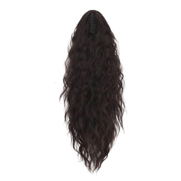 Long Bouncy Wavy Ponytail Wig With Hair Clips(Dark Black)