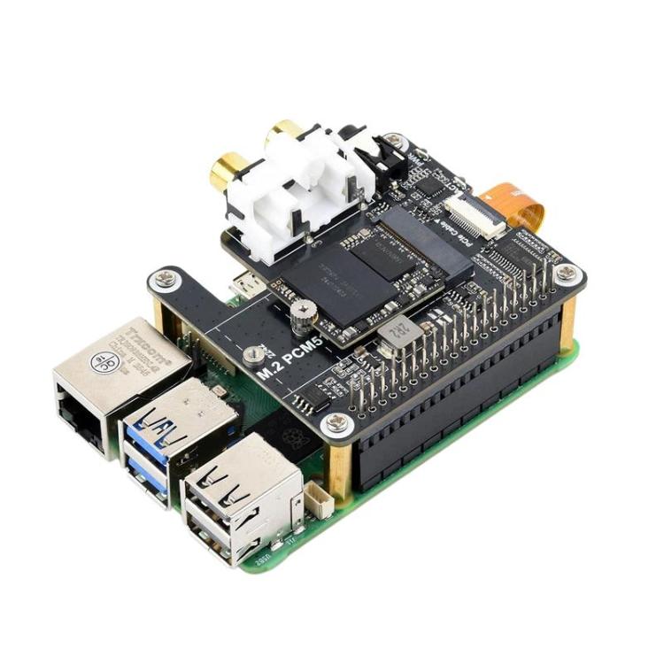 Waveshare 34170 For Raspberry Pi 5 PCIe To M.2 HAT With I2S Audio Extension Supports NVMe Protocol Solid State Drive