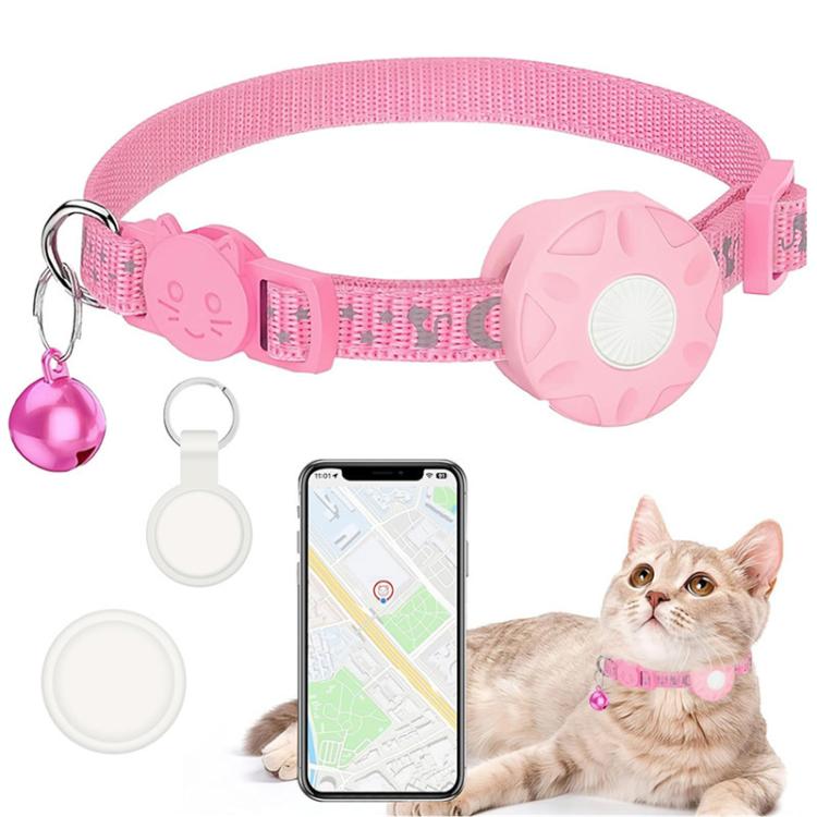 

Smart Cat Tracker Collar With GPS Locator Dual System For IOS & Android Pet Tracking Device With Bell(Pink)
