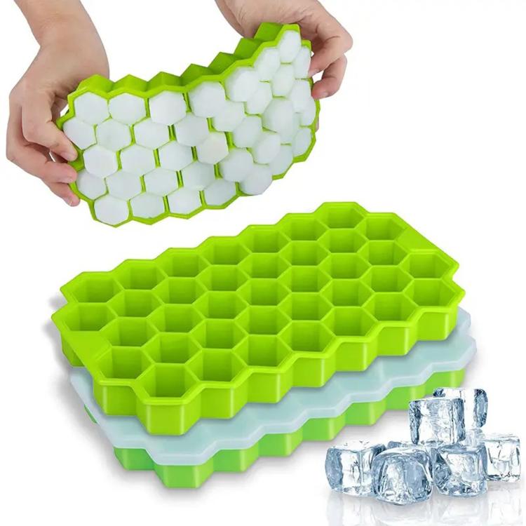 

LsCook 18.3x11x2.2cm Silicone Ice Cube Tray With Lid Household Honeycomb Ice Cube Tray(Green)