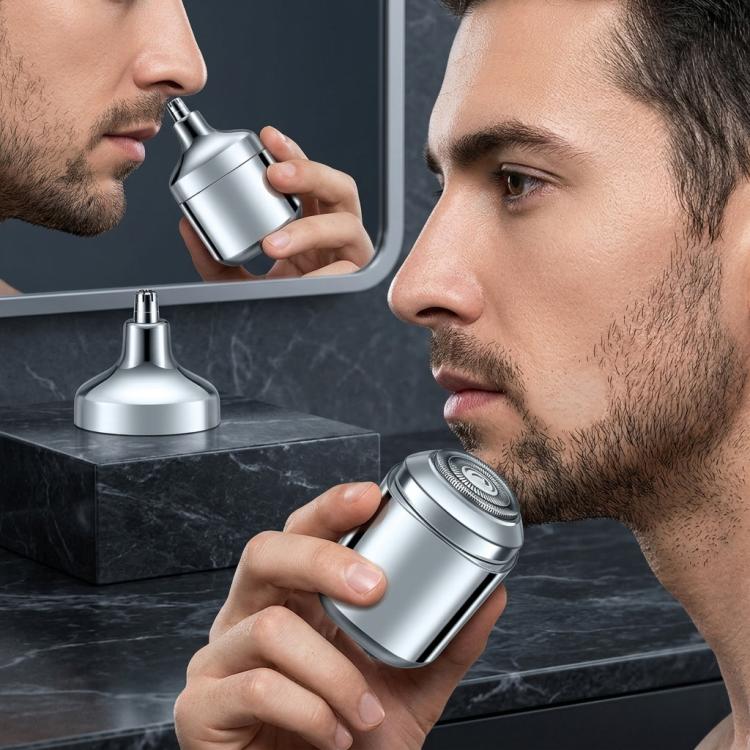 

Mini Electric Shaver for Men 2-in-1 Portable Travel Razor & Nose Hair Trimmer Waterproof Wet & Dry Rechargeable Shaver(Silver)